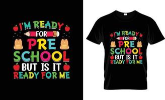 erster Schultag T-Shirt-Design, erster Schultag T-Shirt-Slogan und Bekleidungsdesign, erster Schultag Typografie, erster Schultag Vektor, erster Schultag Illustration vektor