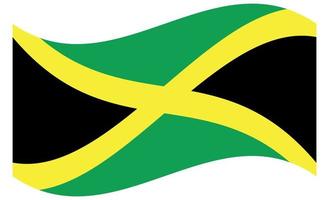 vinka flagga av jamaica. fladdrande textil- jamaican flagga. de korsa, svart, grön, och guld vektor