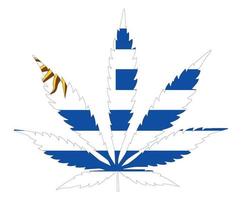 cannabis blad flagga. de begrepp av legalisering av marijuana, cannabis i uruguay. vektor