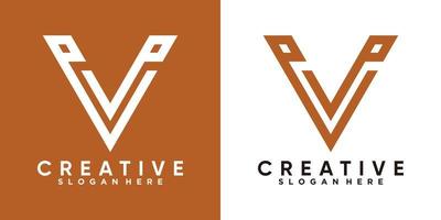 letzteres V-Logo-Design mit Stil und kreativem Konzept vektor
