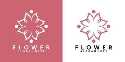 blomma och fjäril logotyp design med stil och kretiv begrepp vektor