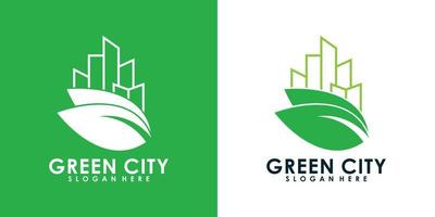 grön stad logotyp design vit modern stil premie vektor