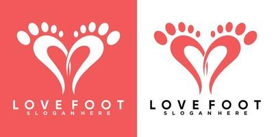 kärlek fot logotyp design med stil och kretiv begrepp vektor