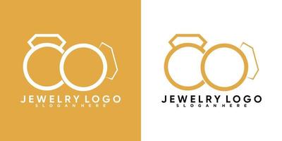 Ring- und Diamant-Logo-Design mit Stil und kreativem Konzept vektor