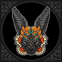 bunte Fledermaus-Mandala-Kunst isoliert auf schwarzem Hintergrund vektor