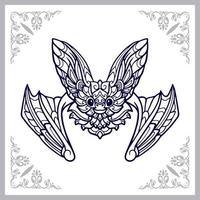 Fledermaus-Mandala-Kunst isoliert auf weißem Hintergrund vektor