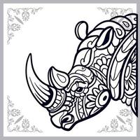 Nashorn-Mandala-Kunst isoliert auf weißem Hintergrund vektor