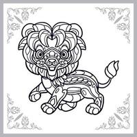 Löwe-Mandala-Kunst isoliert auf weißem Hintergrund vektor