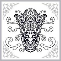 Nashorn-Mandala-Kunst isoliert auf weißem Hintergrund vektor