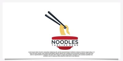 Ramen nudel logotyp design illustration för restaurang ikon med kreativ element premie vektor del 17