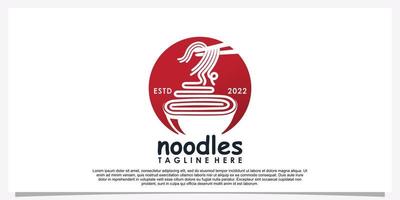 Ramen nudel logotyp design illustration för restaurang ikon med kreativ element premie vektor del 19