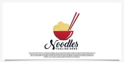 Ramen nudel logotyp design illustration för restaurang ikon med kreativ element premie vektor del 28