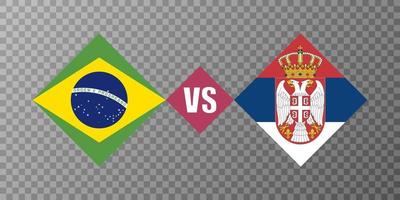 Brasilien vs Serbien flagga koncept. vektor illustration.