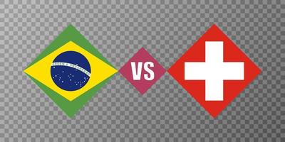 Brasilien vs Schweiz flagga koncept. vektor illustration.