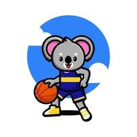 glücklicher süßer koala, der basketball spielt vektor