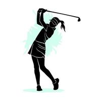 Silhouette einer Golferin, die den Ball schlägt. Vektor-Illustration vektor