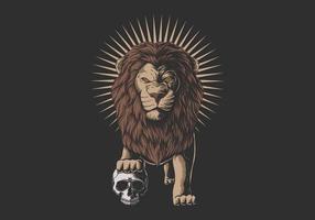 lejon trampade på en mänsklig skalle