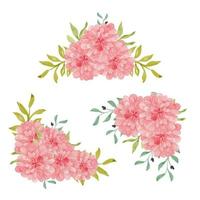 handmålade akvarell dahlia blomma ramarrangemang vektor