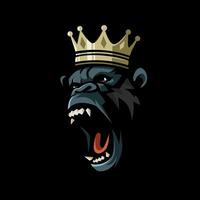 King Gorilla Kong brüllendes Maskottchen-Logo vektor
