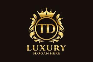 Royal Luxury Logo-Vorlage mit anfänglichem td-Buchstaben in Vektorgrafiken für luxuriöse Branding-Projekte und andere Vektorillustrationen. vektor