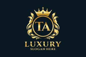 Royal Luxury Logo-Vorlage mit anfänglichem ta-Buchstaben in Vektorgrafiken für luxuriöse Branding-Projekte und andere Vektorillustrationen. vektor