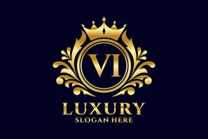 Royal Luxury Logo-Vorlage mit anfänglichem VI-Buchstaben in Vektorgrafiken für luxuriöse Branding-Projekte und andere Vektorillustrationen. vektor