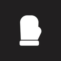 eps10 weißer Vektor einzelner Boxhandschuh festes Symbol isoliert auf schwarzem Hintergrund. Kampf- oder Stanzhandschuhsymbol in einem einfachen, flachen, trendigen, modernen Stil für Ihr Website-Design, Logo und mobile App