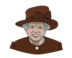 Queen Elizabeth Gesicht Porträt mit braunem Anzug britisch Vereinigtes Königreich national Europa Land Vektor Illustration abstraktes Design