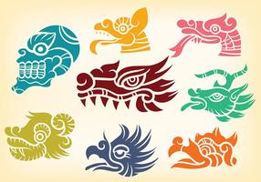 Dekorative Quetzalcoatl Icons Vektor