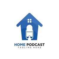 Podcast-Home-Logo-Design für das Symbol des Podcast-Unternehmens vektor