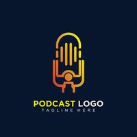 modern monoline mikrofon logotyp design för podcast företag företag symbol vektor