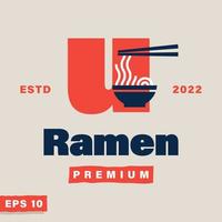 Ramen-Alphabet u-Logo vektor