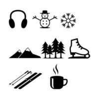 Winterurlaub-Icons gesetzt. neujahrsfeier skizzensammlung vektor