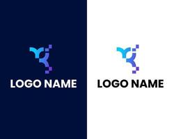 brev y och r med tech logotyp design mall vektor
