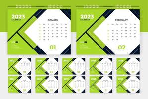 2023 moderne abstrakte Tischkalender-Designvorlage vektor