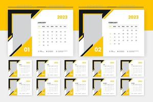 2023 Designvorlage für gelben Tischkalender vektor