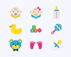 Baby platt ikoner vektor