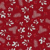 Nahtloses Muster mit Winterzweigen in roten Farben. gut für Stoff, Tapeten, Verpackungen, Textilien, Webdesign. vektor