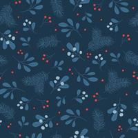 Nahtloses Muster mit Winterzweigen in blauen Farben. gut für Stoff, Tapeten, Verpackungen, Textilien, Webdesign. vektor
