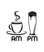 kaffe am pm logotyp design vektor