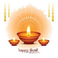 Illustration des brennenden diya auf glücklichem diwali Feiertagshintergrund vektor