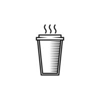glas eller kaffe glas ikon med varm vatten på vit bakgrund. enkel, linje, silhuett och rena stil. svart och vit. lämplig för symbol, tecken, ikon eller logotyp vektor