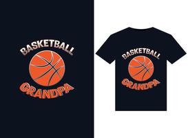 Basketball Opa das druckfertige T-Shirt Design vektor