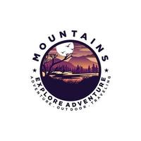 Vintage Mountain Adventure Logo Design Vektor Vorlage