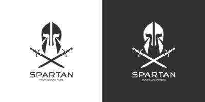 huvud spartansk logotyp vektor design med svärd.