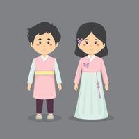 par karaktär Sydkorea bär traditionell klänning vektor