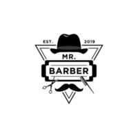 vintage barbershop-vektorembleme und etiketten. Friseurabzeichen und Logos. barbershop logo und barber shop vintage label und abzeichenillustration vektor