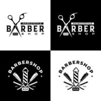 vintage barbershop-vektorembleme und etiketten. Friseurabzeichen und Logos. barbershop logo und barber shop vintage label und abzeichenillustration vektor