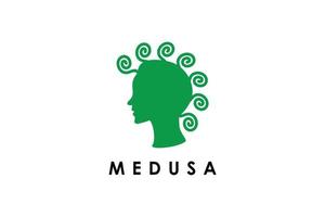 grüne Medusa-Spiralhaarsilhouette vektor