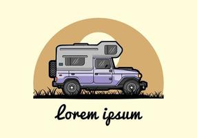 stämmiges wohnmobil-illustrationsabzeichen vektor